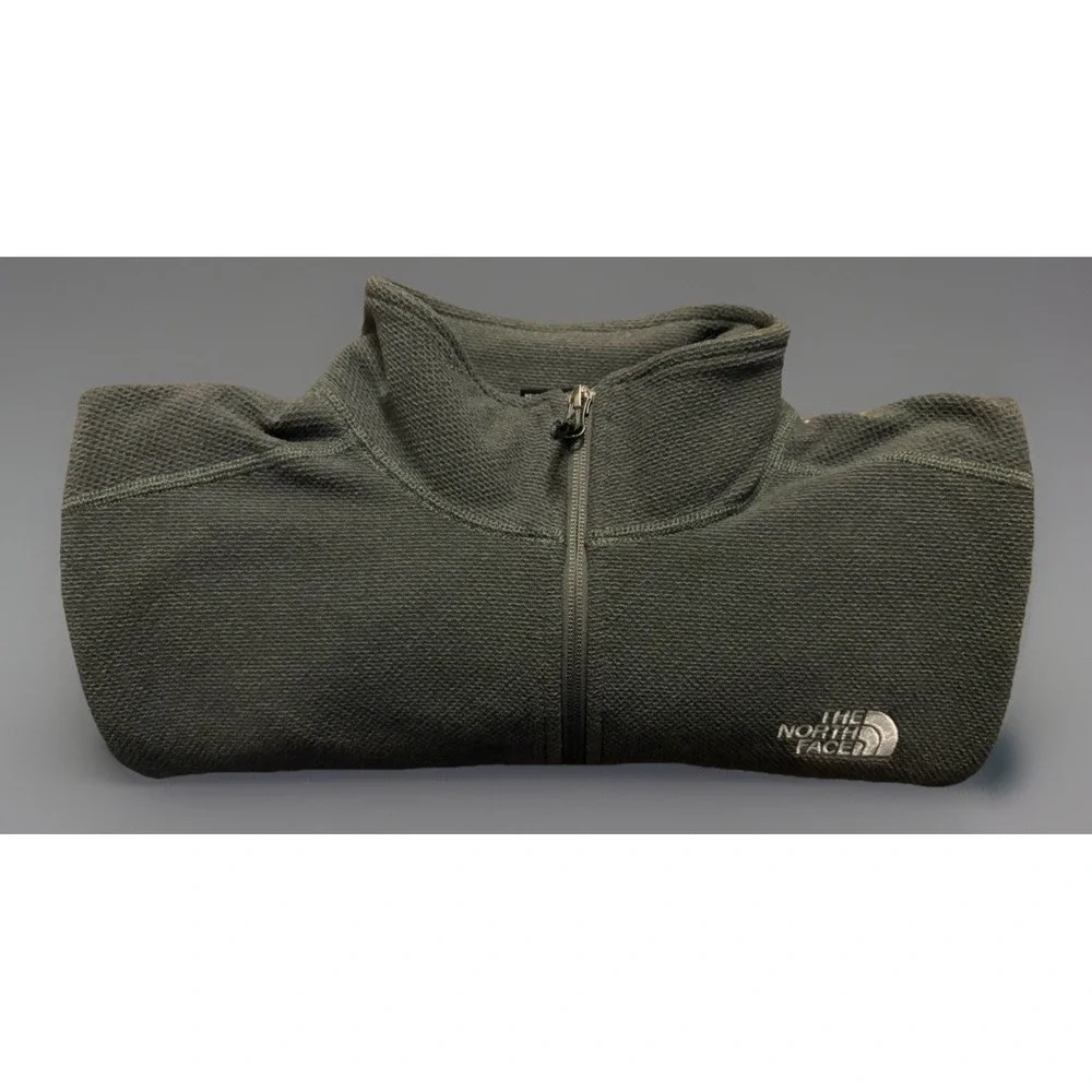 North Face Glacier Fleece Quarter Zip Sweater Green Embroidered Logo Medium JBHS